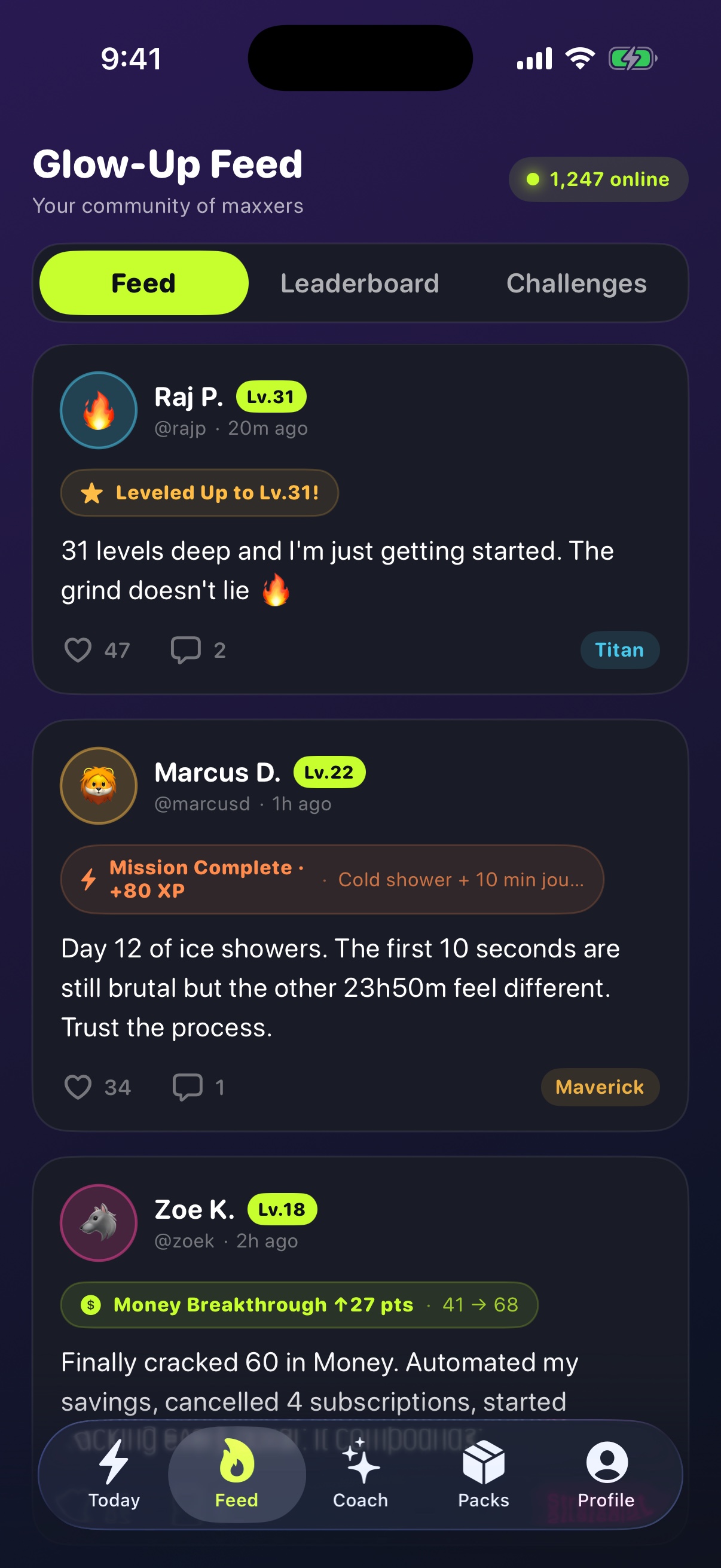 LifeMaxx community glow-up feed