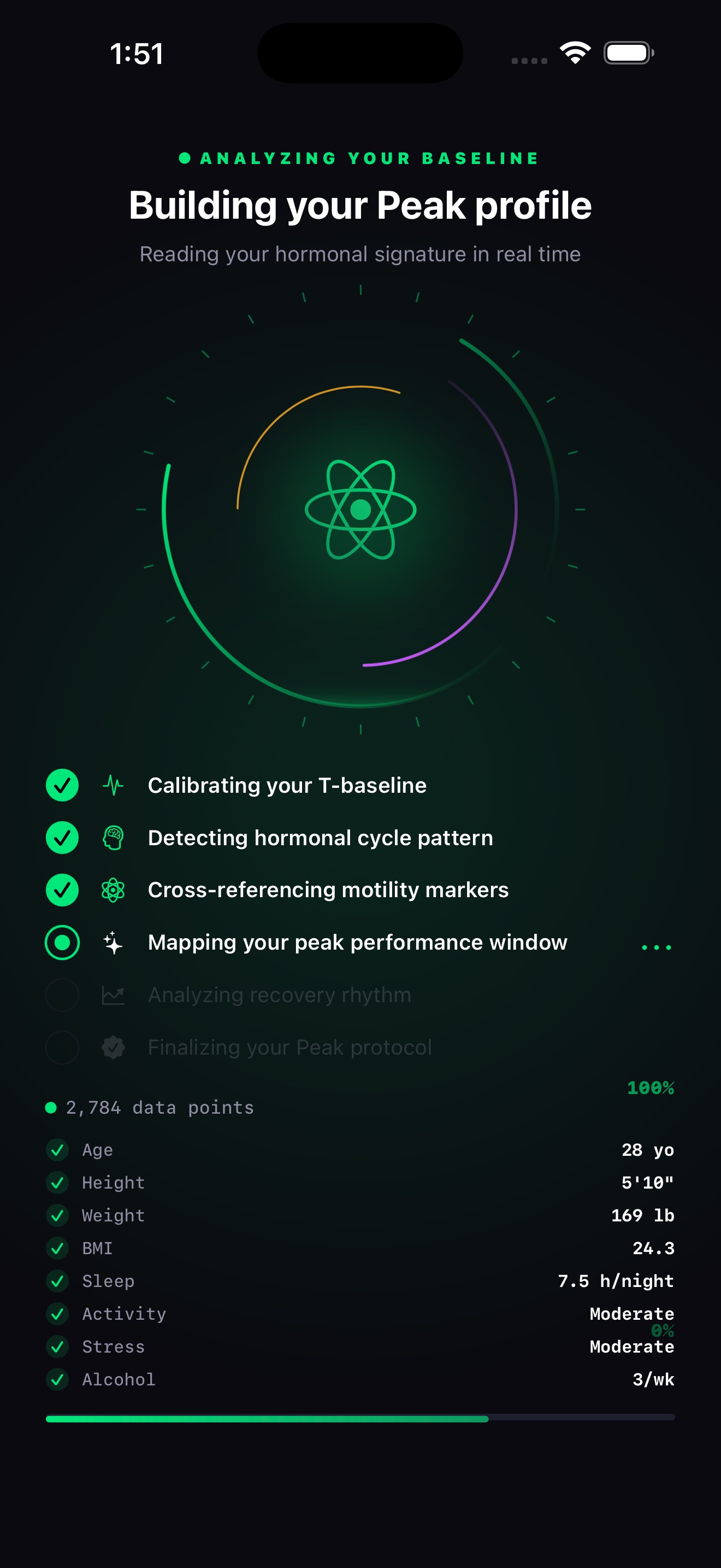 Peak live baseline analysis building a private performance profile
