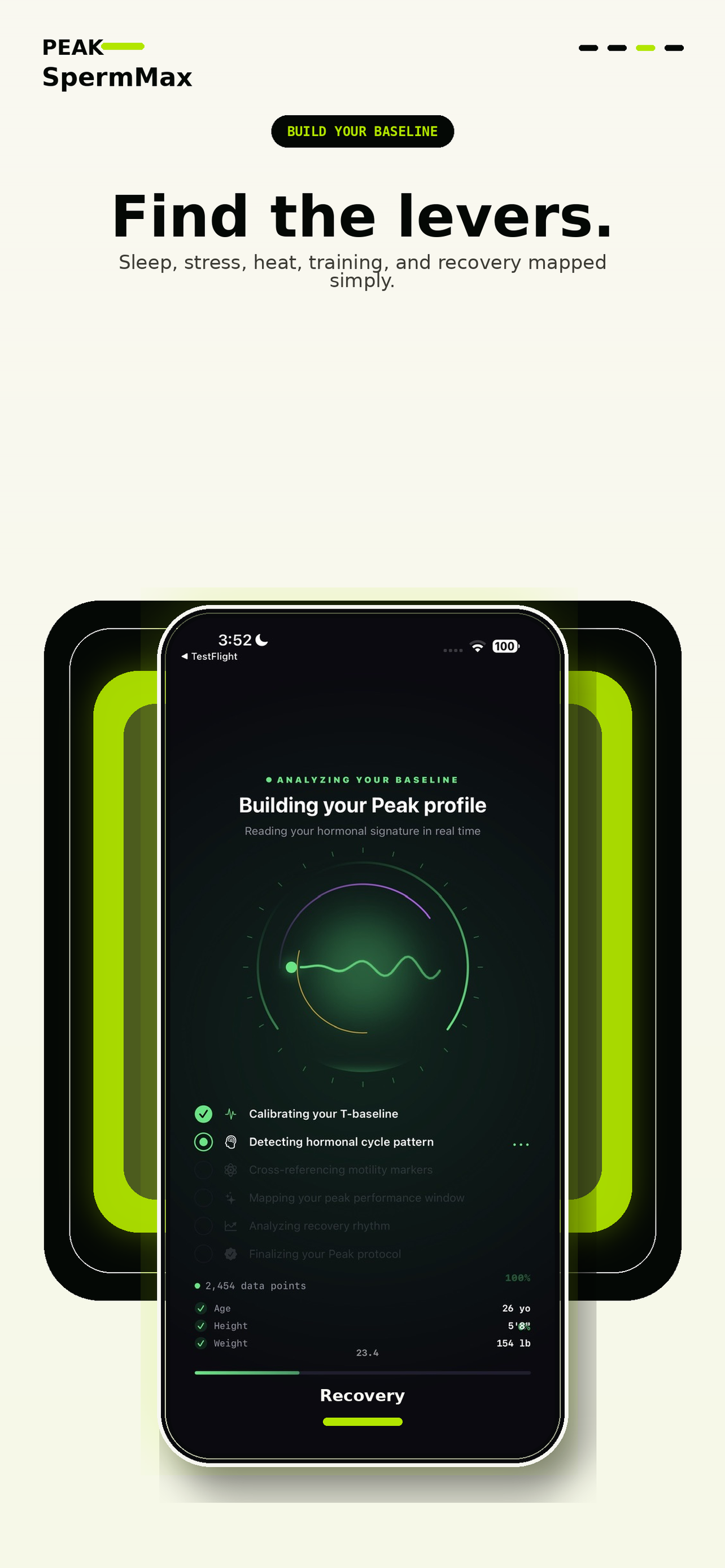 Peak private daily vitality insights screen